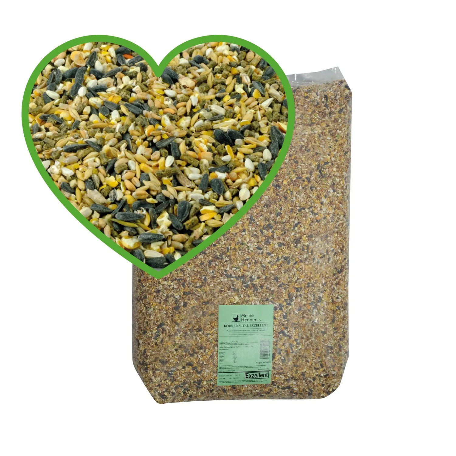 MeineHennen Müsli Vital 30kg, Premium Hühnerfutter für Geflügel, Körnerfutter im Sack.